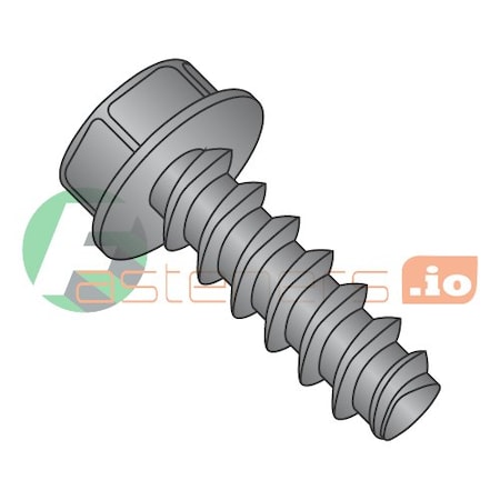 Newport Fasteners Thread Forming Screw, #8 x 3/8 in, Black Oxide Steel Hex Head Hex Drive, 10000 PK 645337